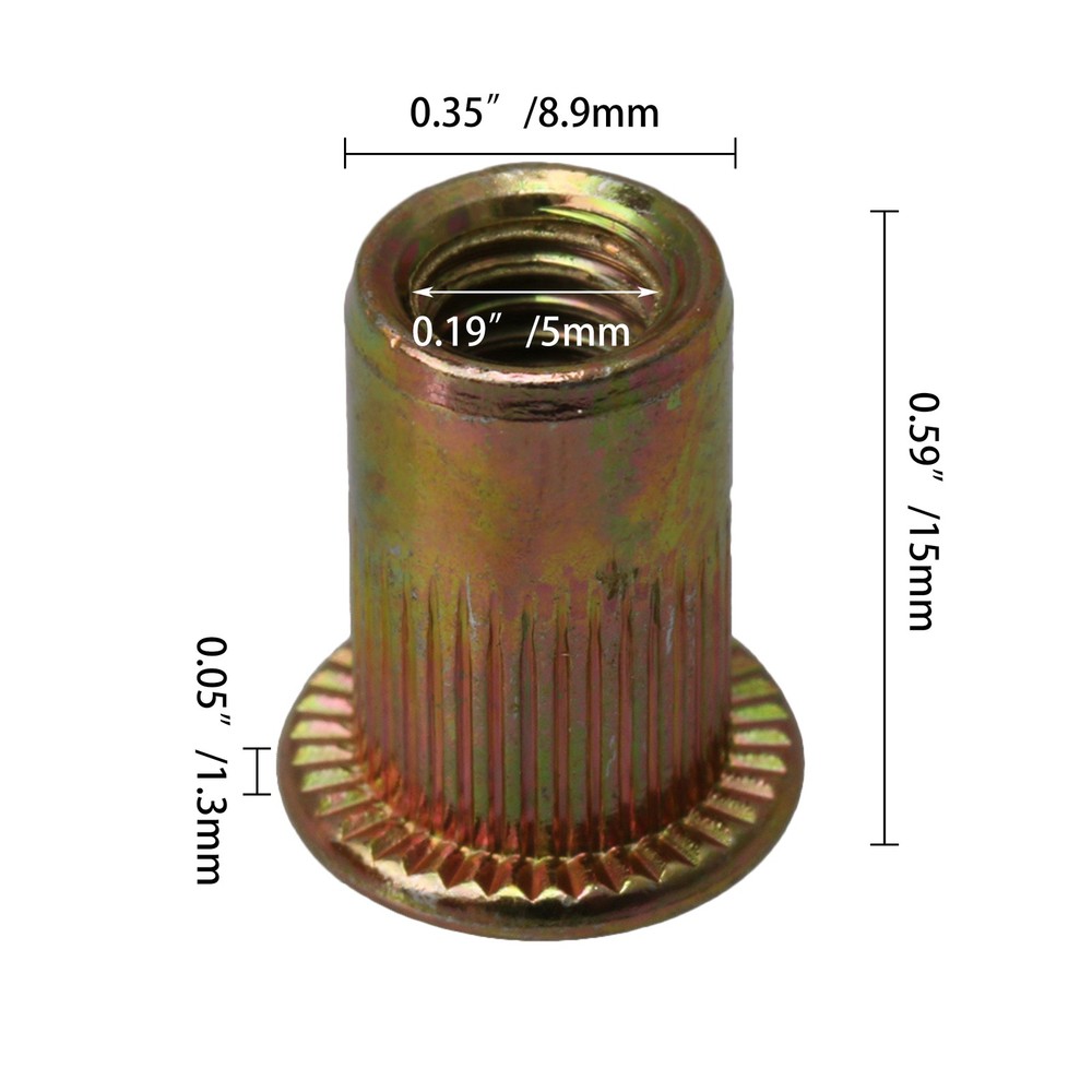 25 PCS 6mm Threaded Rivet Nut Inserts Rivnut Nutsert Carbon Steel M6