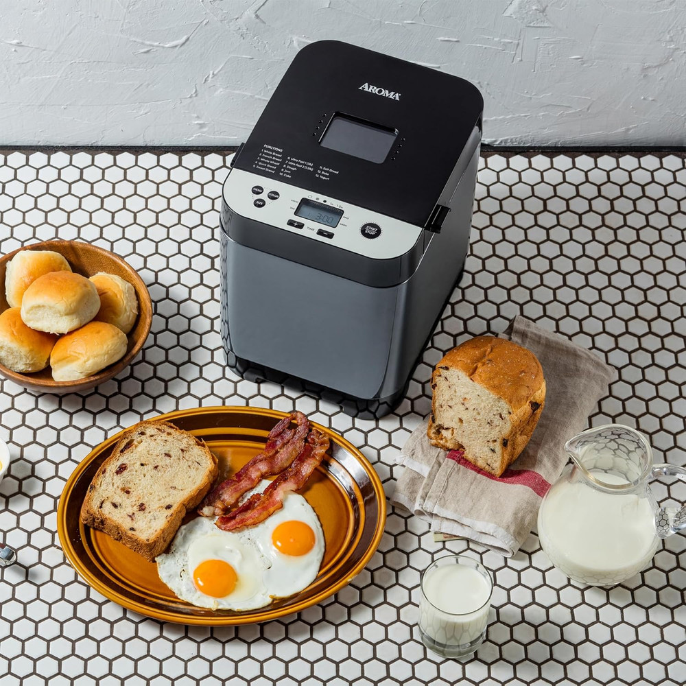 ® 1.5Lbs. Digital Bread Maker with Crust Customization, Clear-View Lid, and Nons