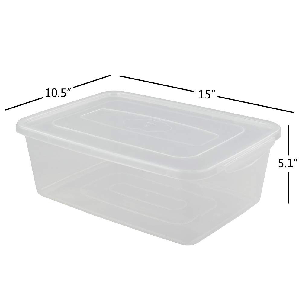 Clear Plastic Storage Bin, 14 Quart Latching Box Container with Lid, 4 Packs