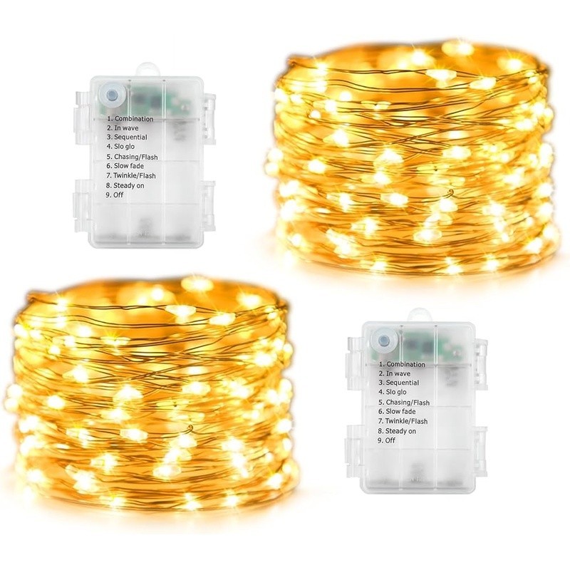 Fairy String Lights 100 LED 33ft Waterproof Timer Battery Powered Indoor Outdoor