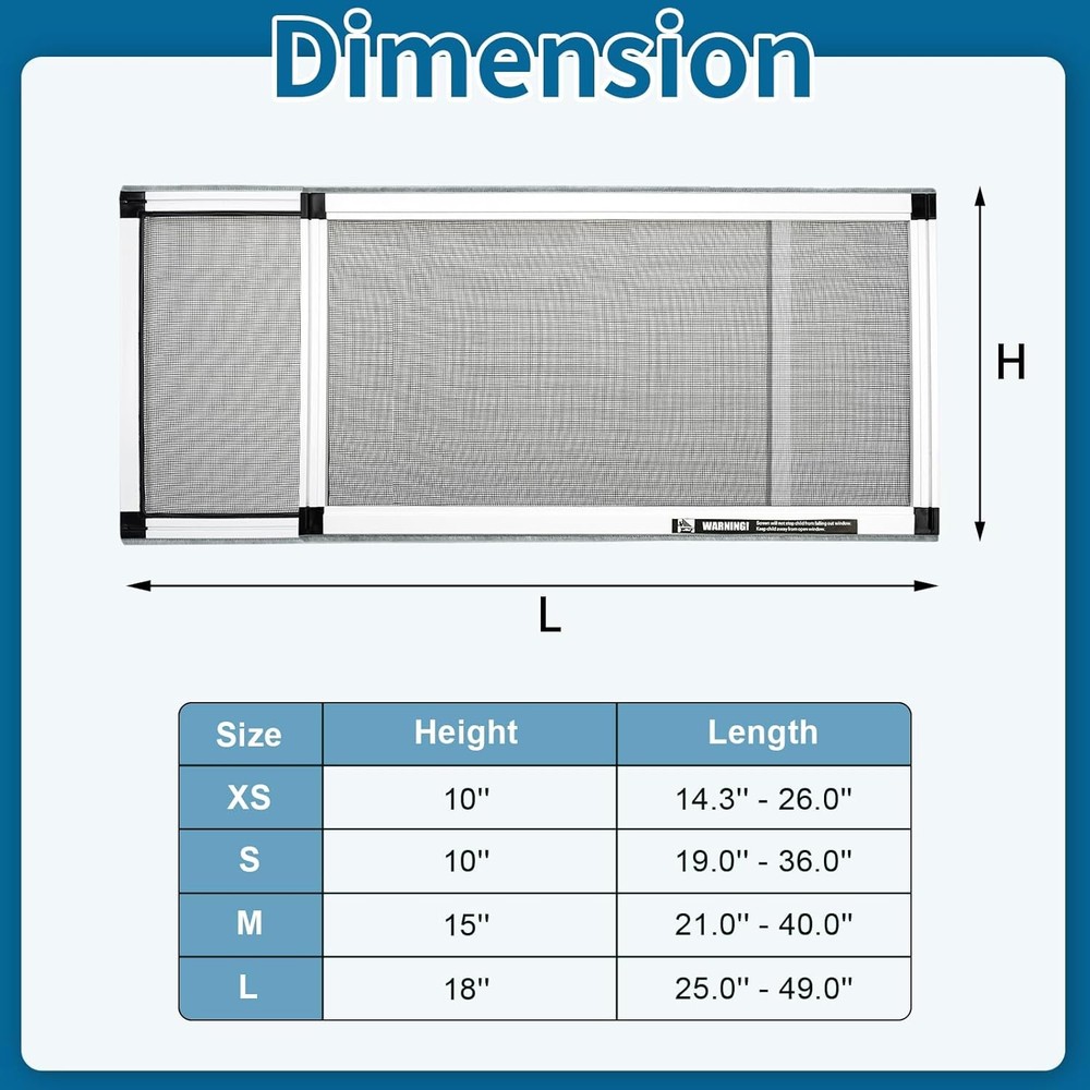 Expandable Window Screen 2 Pack Adjustable Window Screen 15" H x 21" 40" W