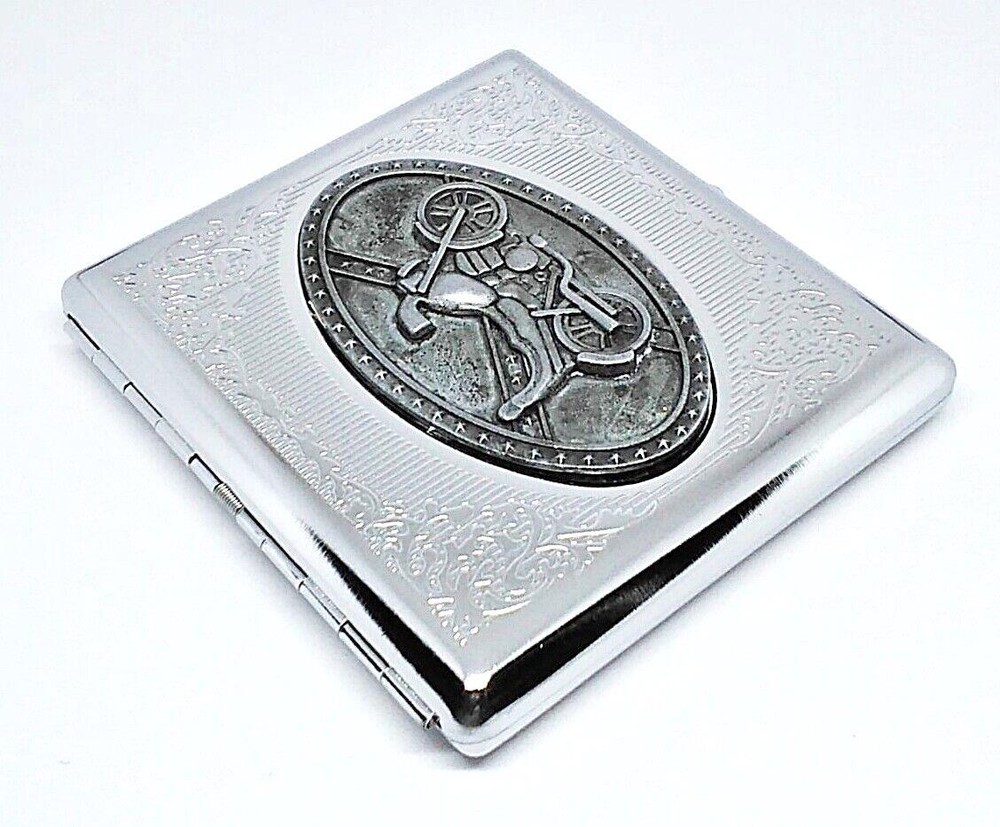 Fujima Single Sided Metal Motorcycle Emblem King Size Cigarette Case