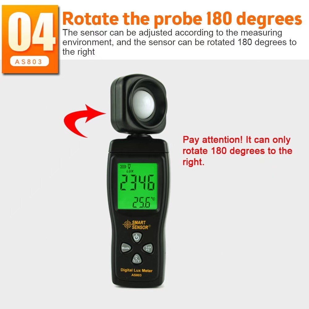 SMART SENSOR Digital Light Meter Luxmeter LCD Handheld UV Radiometer Photometer