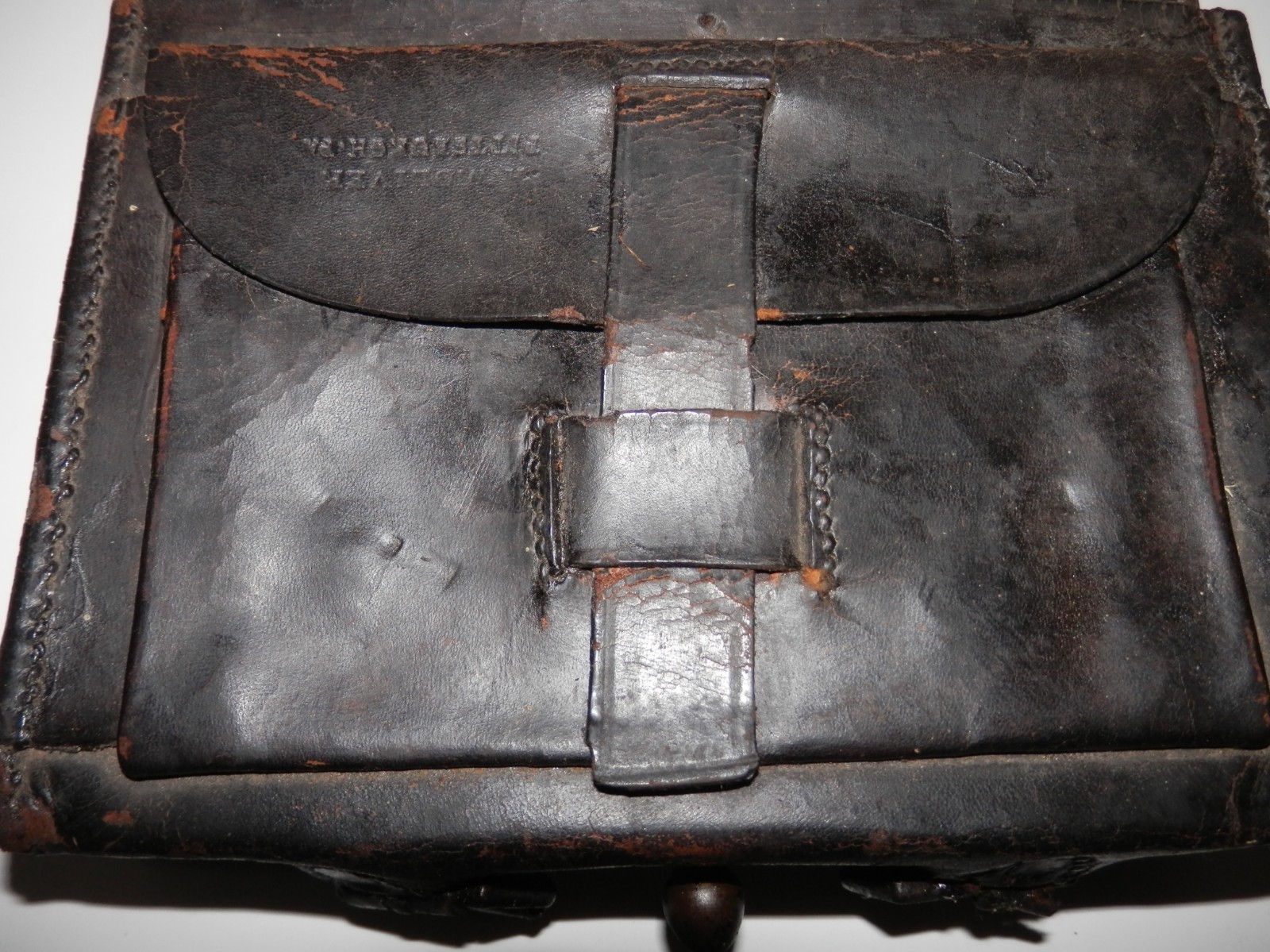 US Civil War Infantry Leather Cartridge Box marked Oliver Pittsburg PA