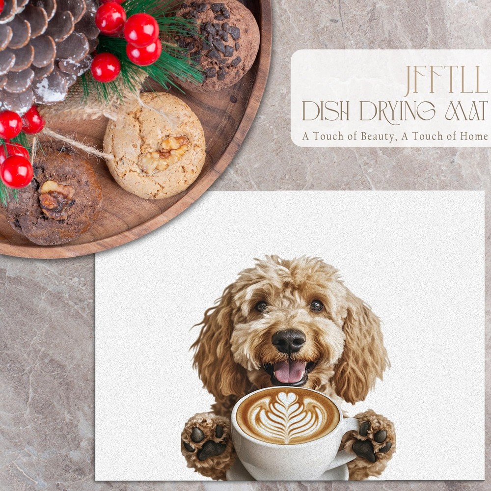 Funny Cockapoo Coffee Bar Mat Cockapoo Gifts Absorbent Dish Drainer Reusable ...