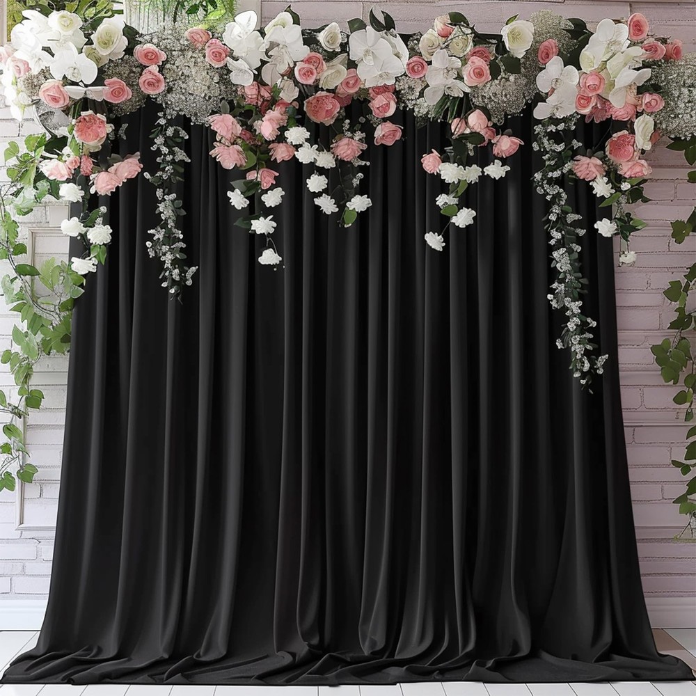 2-Panels 5x10 FT Black Backdrop Curtains for Parties Thick Polyester Drapes