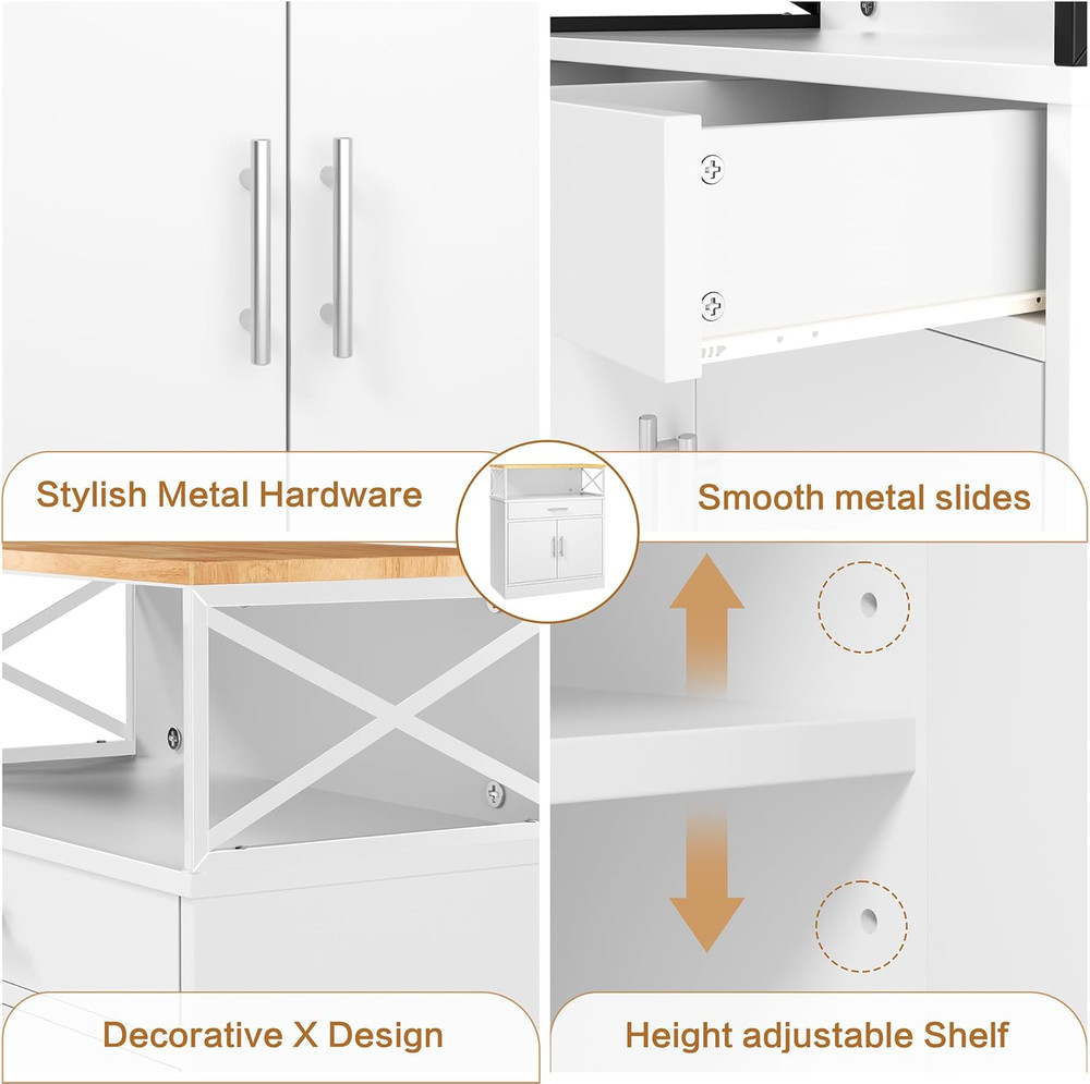 Kitchen Buffet Cabinet with Adjustable Shelf, Modern Kitchen Storage Cabinet,Far