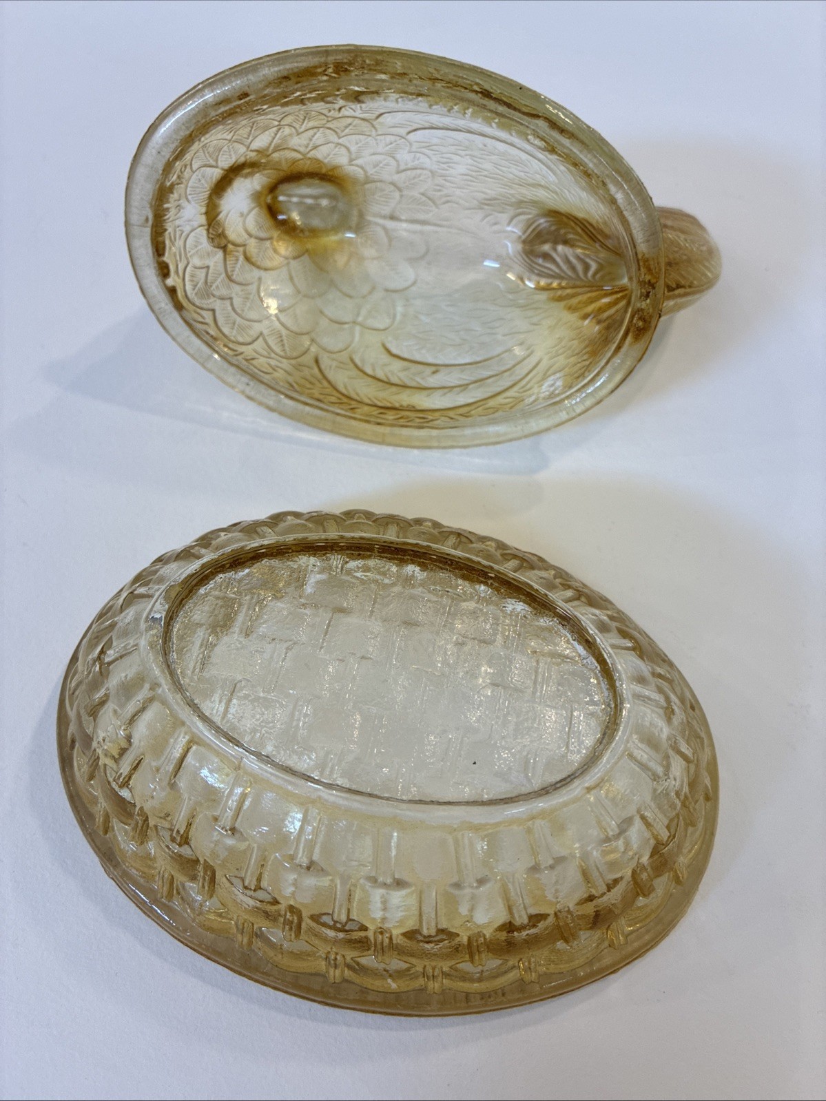 Yellow Hen In Nest Flash Glass As Is