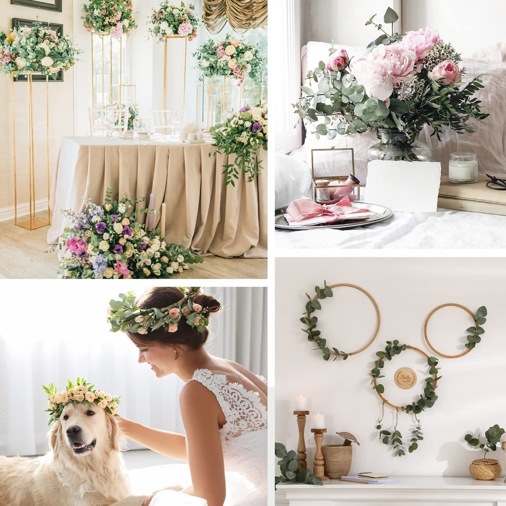 Janinka 100 Pcs Artificial Greenery Eucalyptus Stem Artificial Mixed Eucalypt...