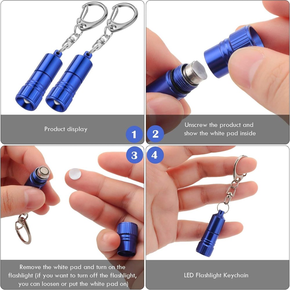 Small LED Flashlight Keychain Keychain Ring Portable Torch with Hook for Camping