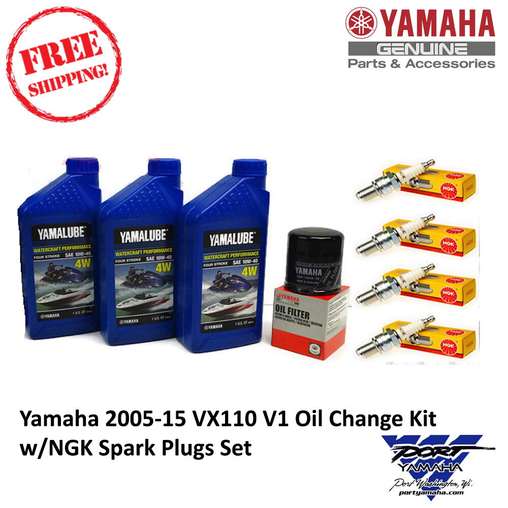 YAMAHA 2005-2015 VX Sport Deluxe Cruiser VX 110 Oil Change w/ NGK Spark Plug Kit