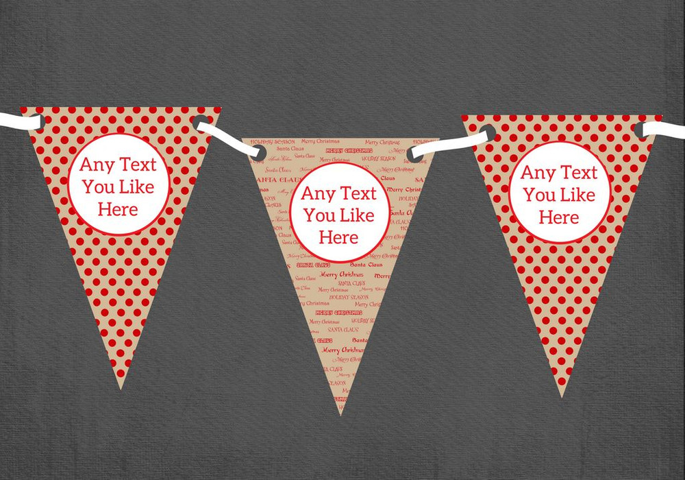 Spots & Text Personalised Christmas Decoration Bunting