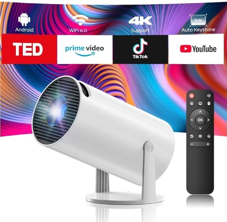 Projector with WiFi and Bluetooth, Mini Projector, 4K 1080P Support Portable ...