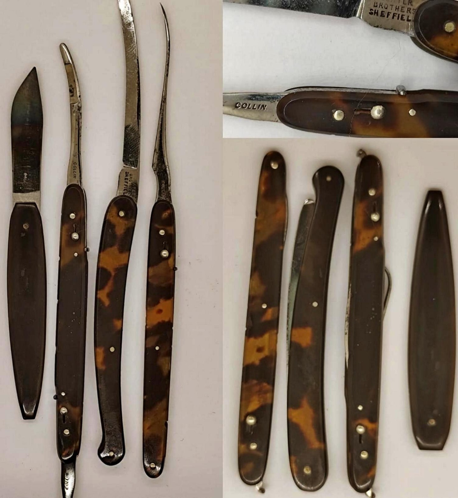 VERY ANTIQUE SURGICAL"COLLIN"FOLDING SCAPEL SET MEDICAL INSTRUMENT-FREE SHIPPING