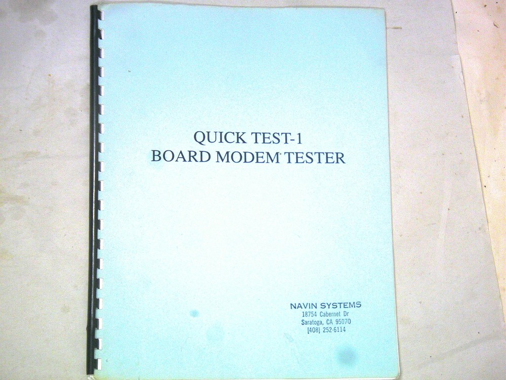 Navin Systems QuickTest-1 board modem tester users Manual