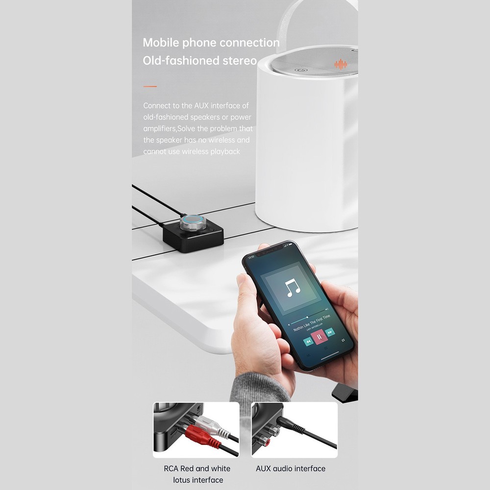 2-in-1 Wireless Bluetooth V5 Aux Audio Receiver Receiver TF Card Reader A