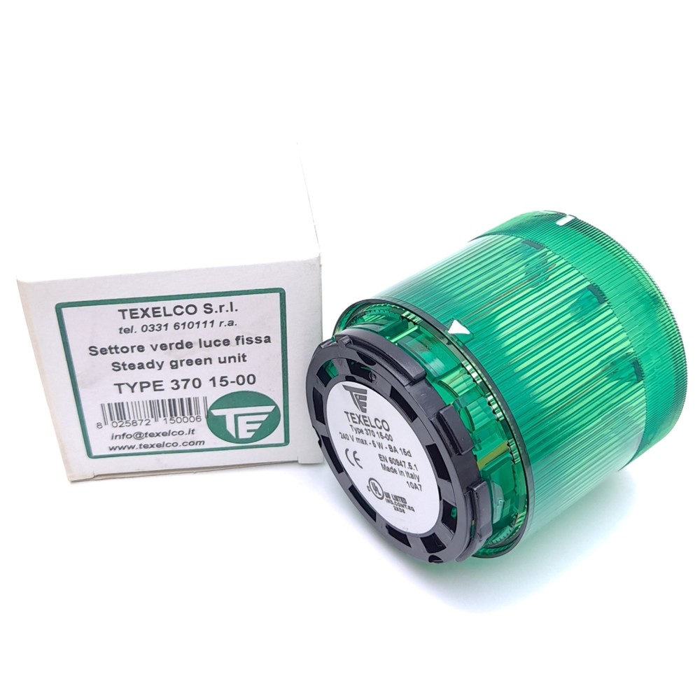 Texelco Type 370 15-00 Stack Light Module, Steady Green, ø70mm, 12-240V