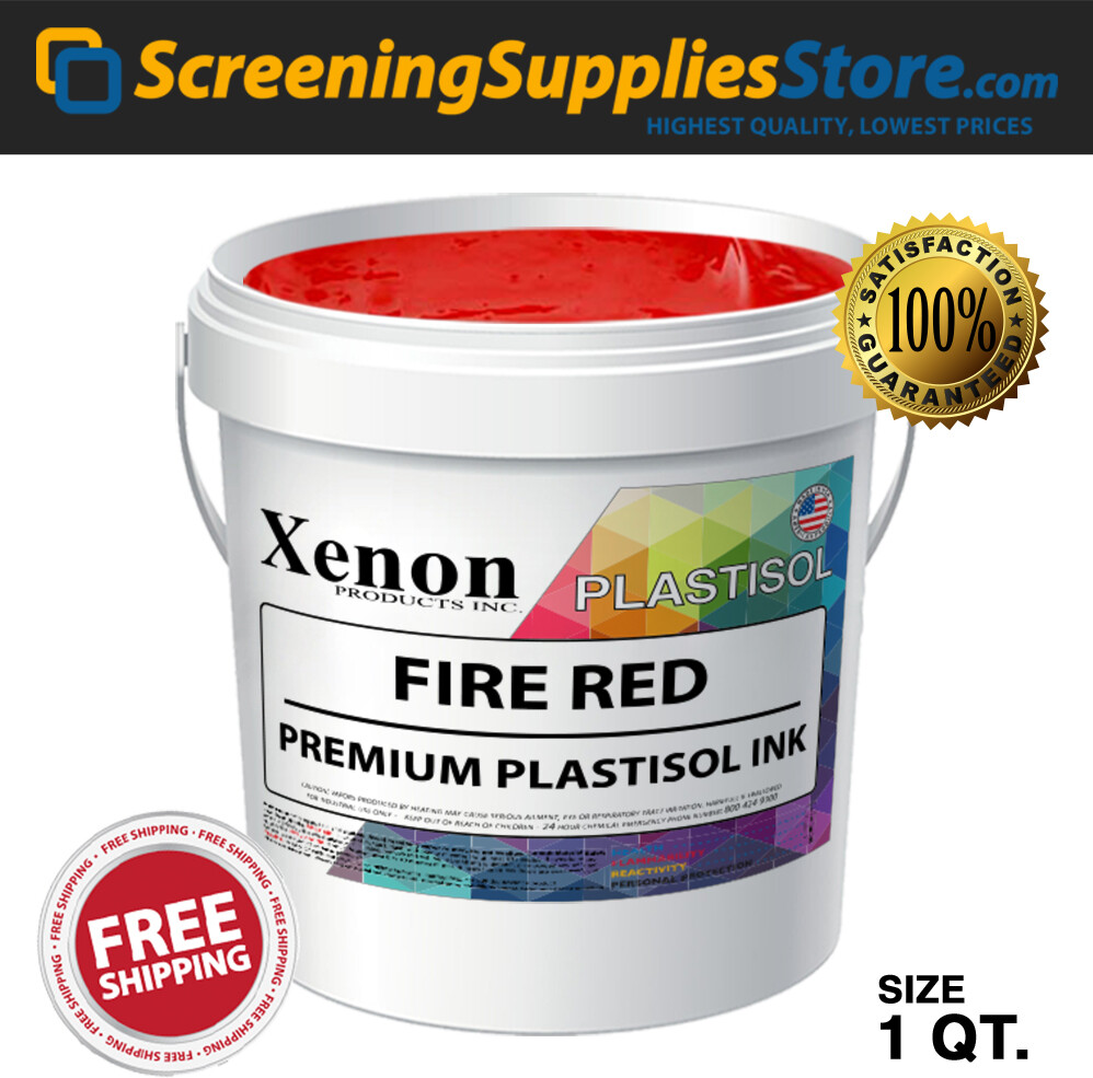 Xenon - Fire Red Plastisol Ink for Silk Screen Printing - 1 Quart