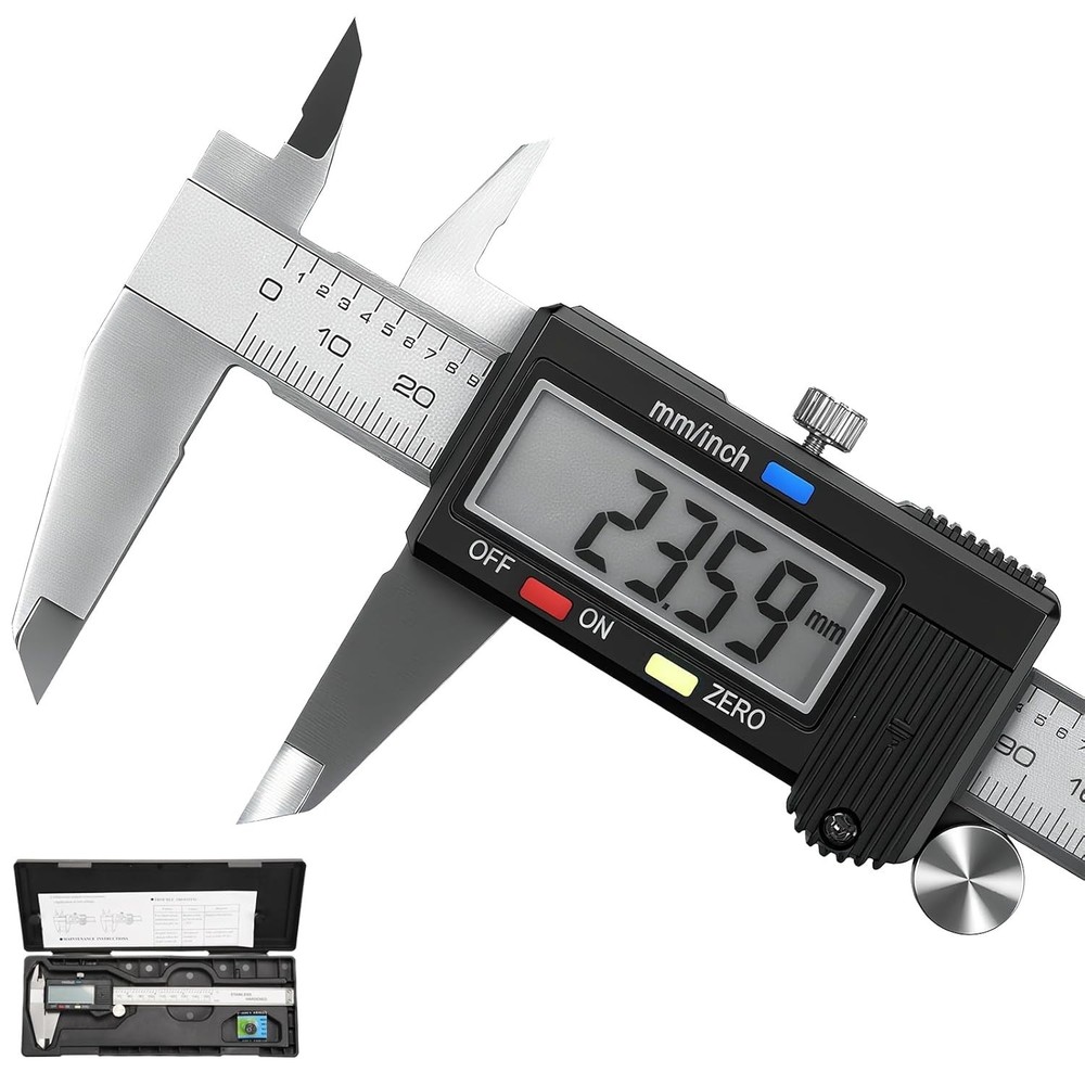 Digital Caliper Stainless Steel 6 Inch Waterproof Measure Inside Outside Depth