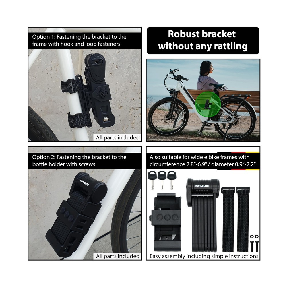 Security Folding Lock only 2.2 lbs - 35" Foldable Bicycle Lock - Ge... Fast Ship