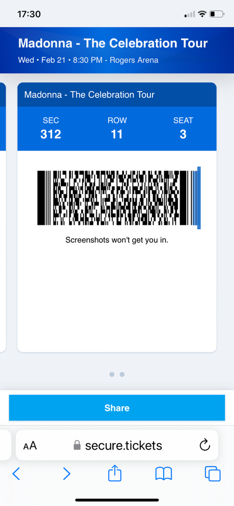 Madonna Vancouver 2 tickets