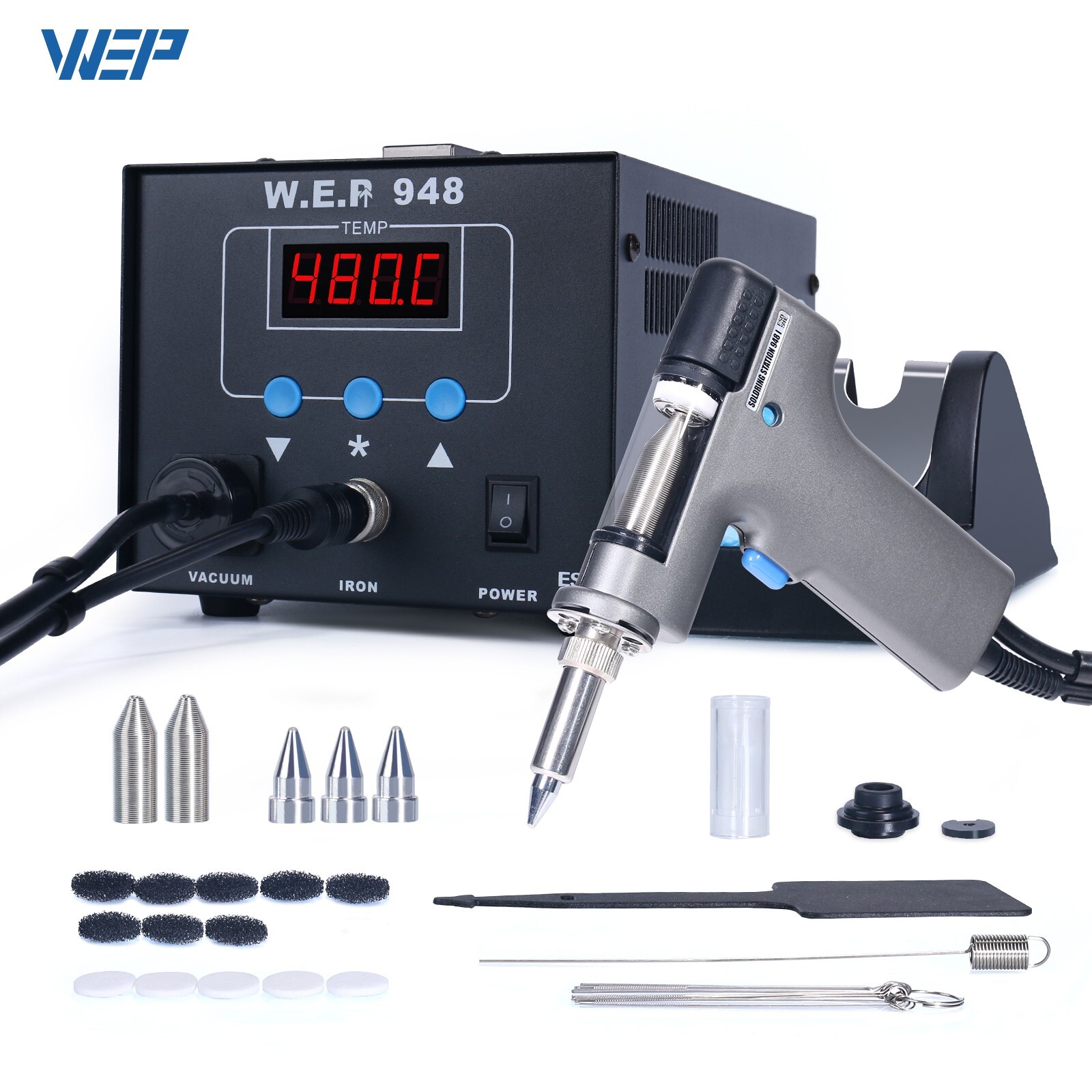 WEP 948 90W Vacuum Desoldering Station with Suction Tin Gun solder Iron