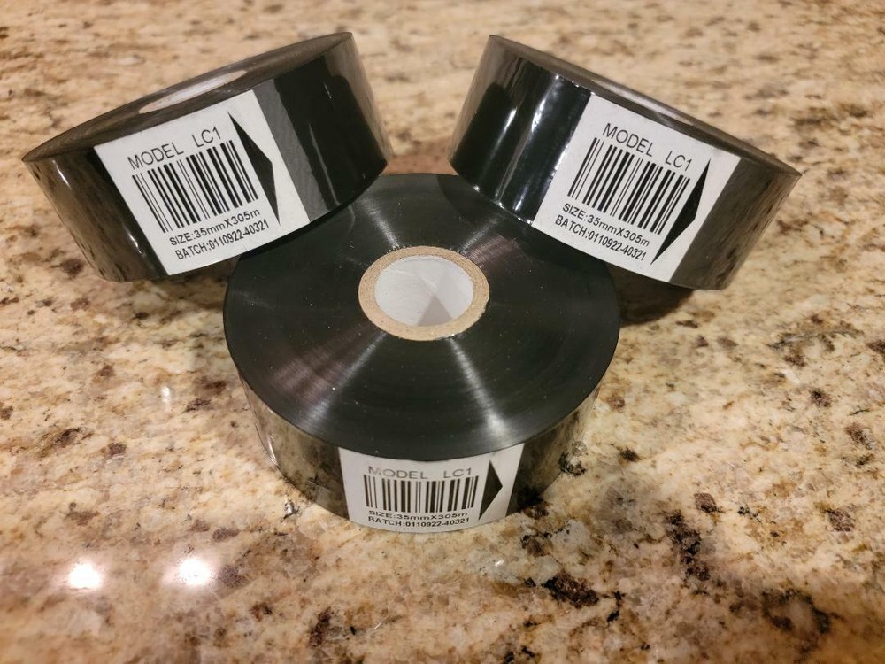 3 Rolls Hot Stamp Black Transfer Ribbon 35m W x 305m L for Date Coder Printer 