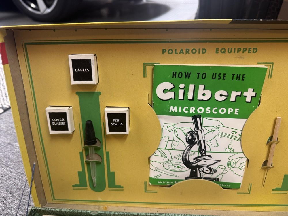 VINTAGE 1938 GILBERT MICROSCOPE SET No. 8 - Great Condition