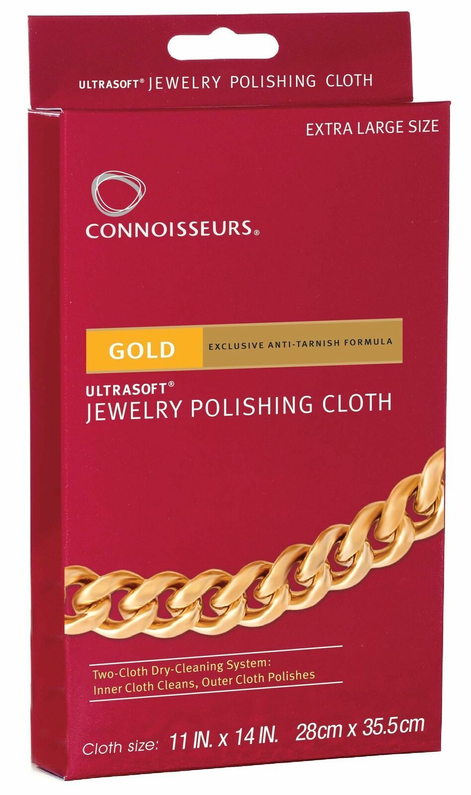 Connoisseurs Gold Jewelry Polishing Cloth Cleaner 11" x 14"