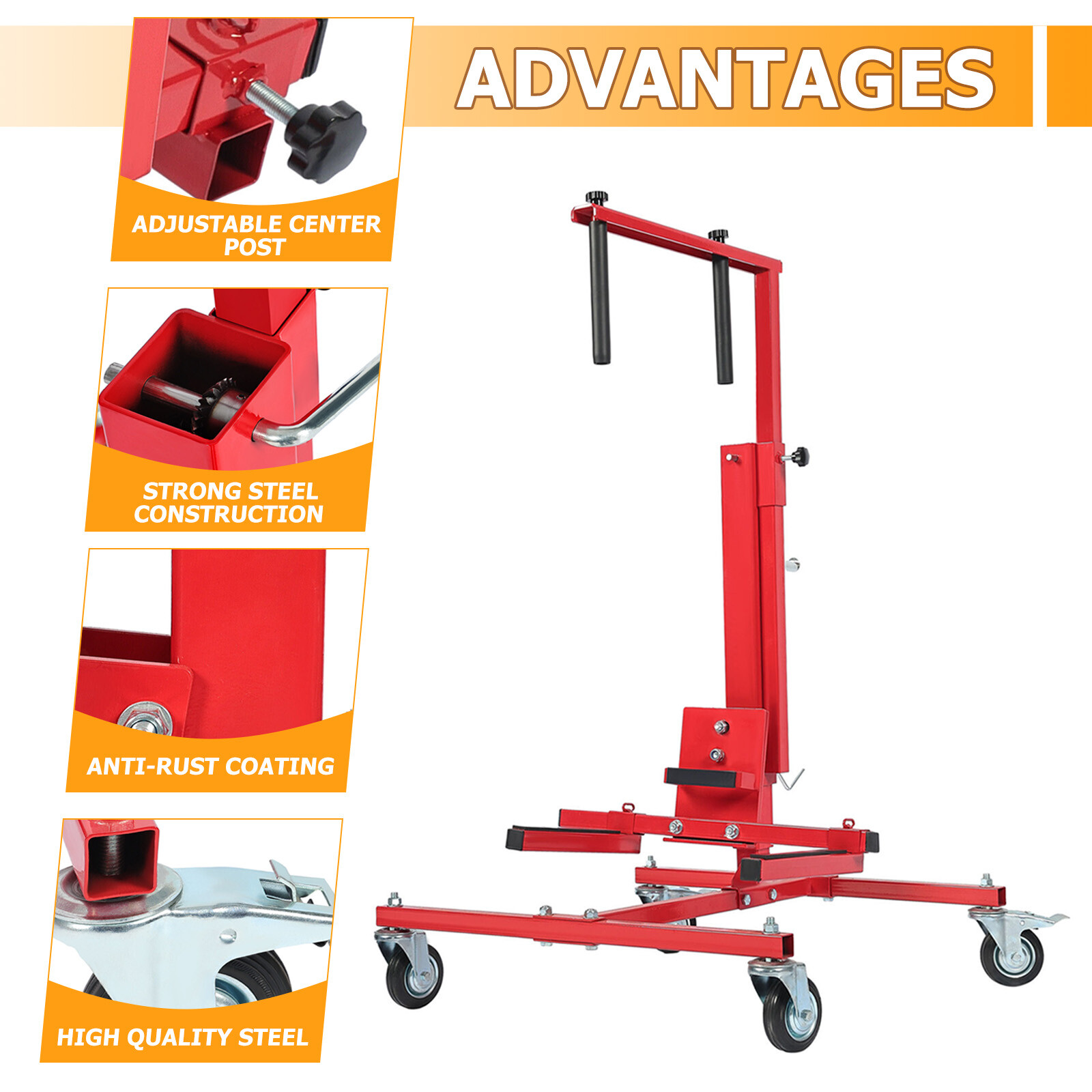 Mechanical Car Door Lift Jack Hydraulic Press and Bumper Handler Stand New Red