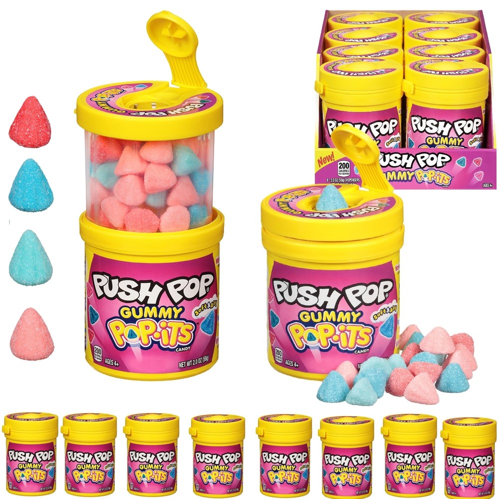 Push Pop Holiday Gummy Candy Assorted 8 Count Tray Fun Stocking Stuffers