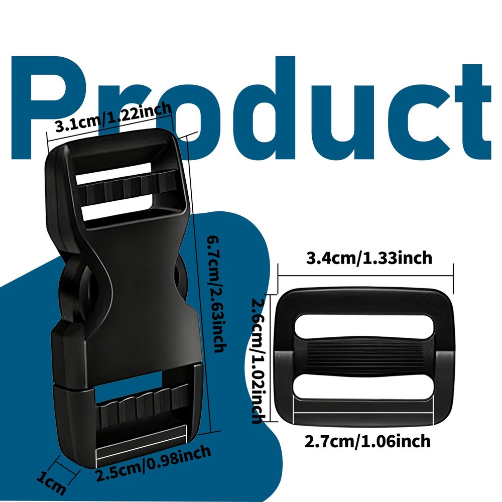 6Set Buckles for Nylon Webbing Straps 1", Quick Side Release Plastic Buckles Cli