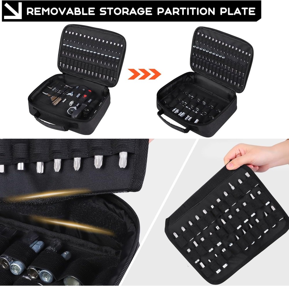 138 Hole Portable Socket Organizer, Drill Bit Organizer Black