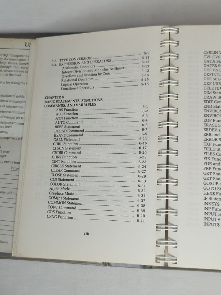 Compaq Basic Version 2 Reference Guide 100632