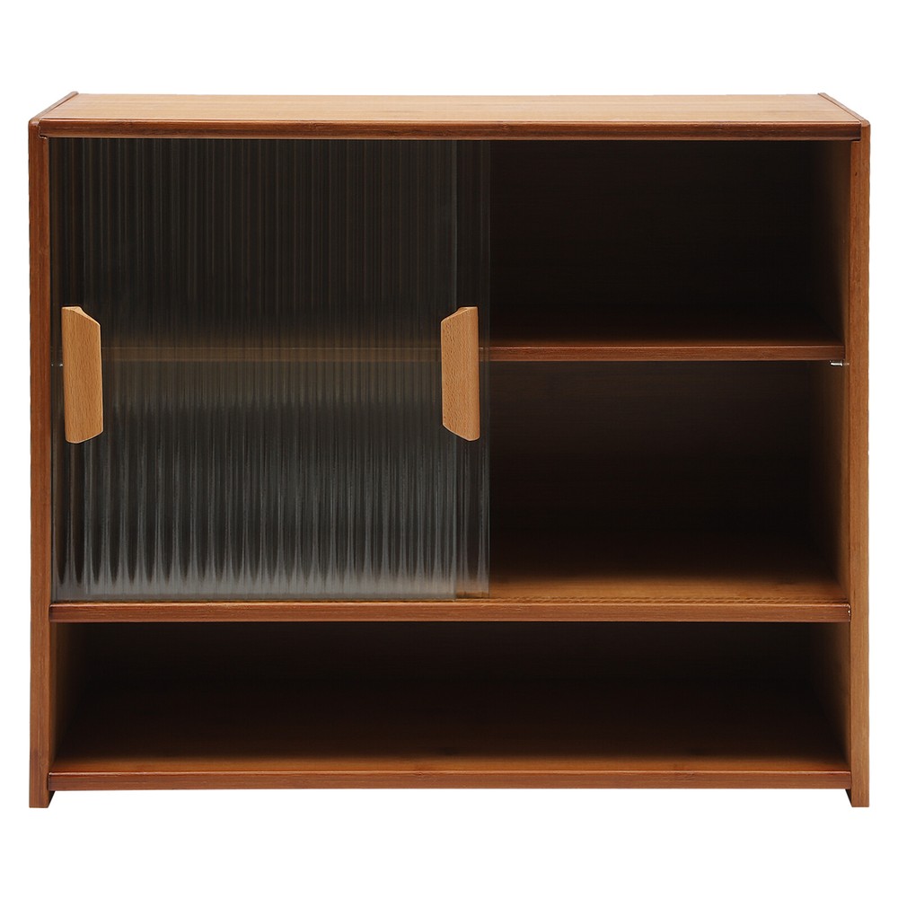 Small Bamboo Kitchen Pantry Sideboard with Sliding Doors and Ample Storage