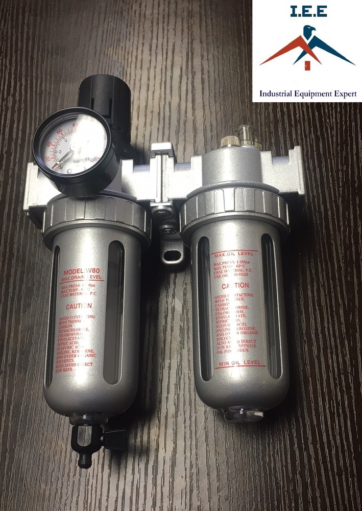 1/2" Mid Flow Air Moisture Filter Regulator Oiler Separator Lubricator Combo