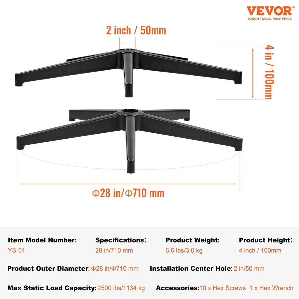 [New]Office Chair Base Replacement, 28", 2500 lbs Static Load Capacity, Heavy Du