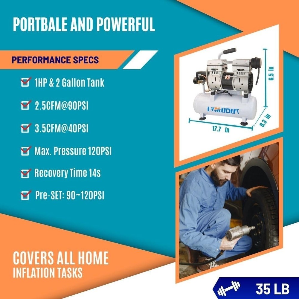 Lightweight 60dB Electric Air Compressor