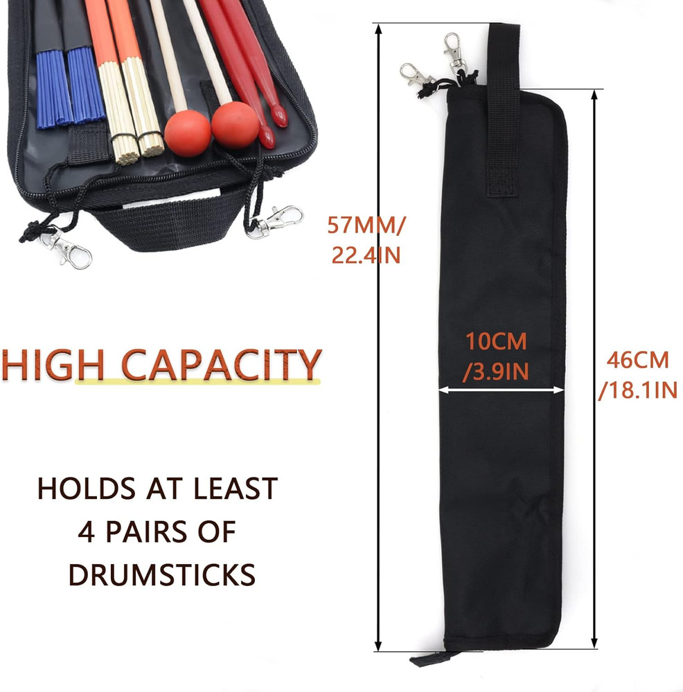 Portable Drumstick Bag - Small Storage Case With Hooks Inside for Drum Set Malle