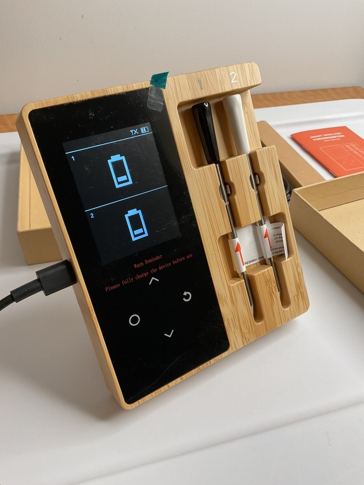 Smart Wireless Meat Thermometer with 2Color-Coded Probes,Standalone Display Base