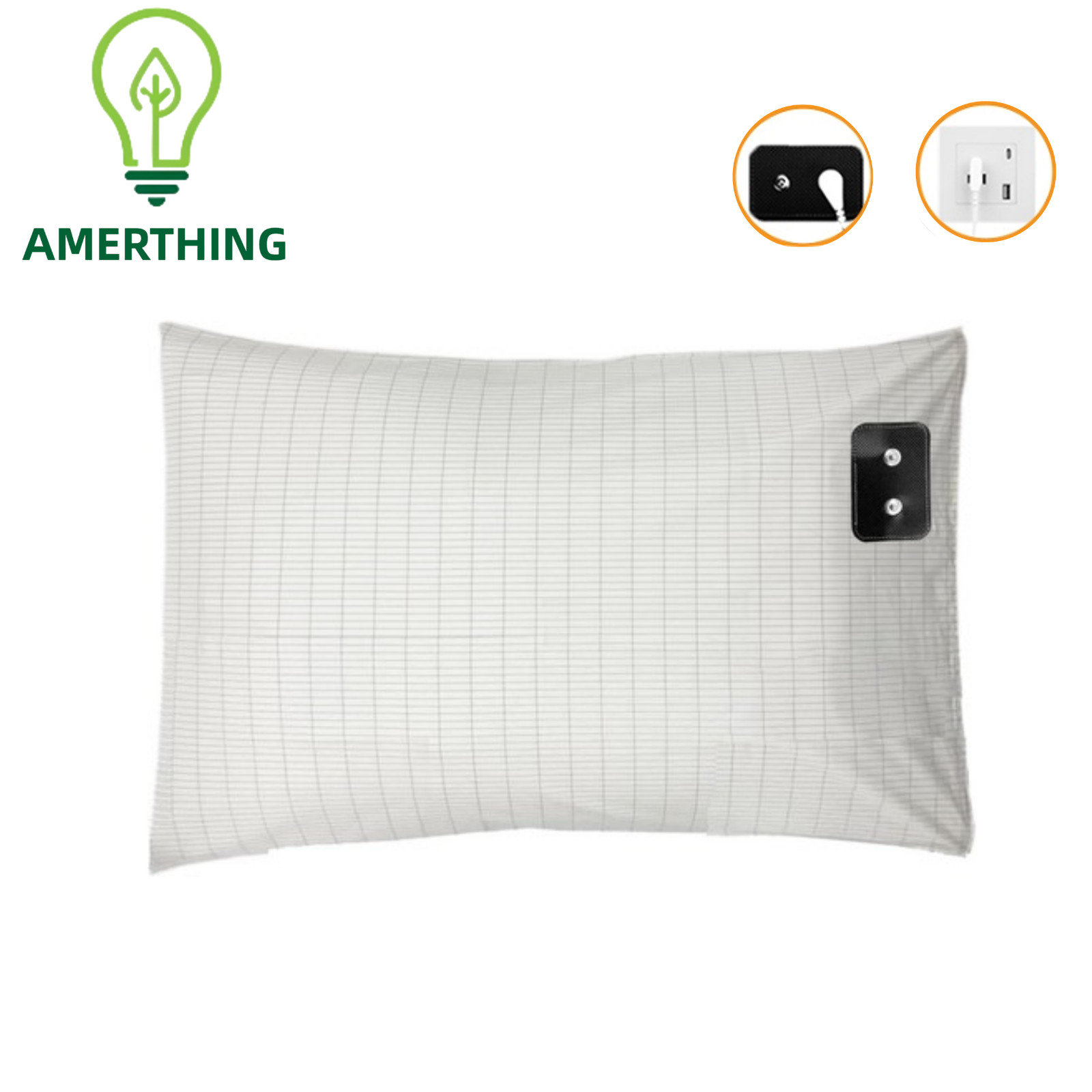 Grounding Pillowcase with 15ft Grounding Cord 20x30in Sleep Therapy Relieve