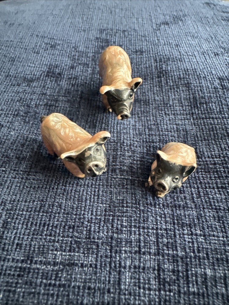 vintage sterling silver enamel pig figures