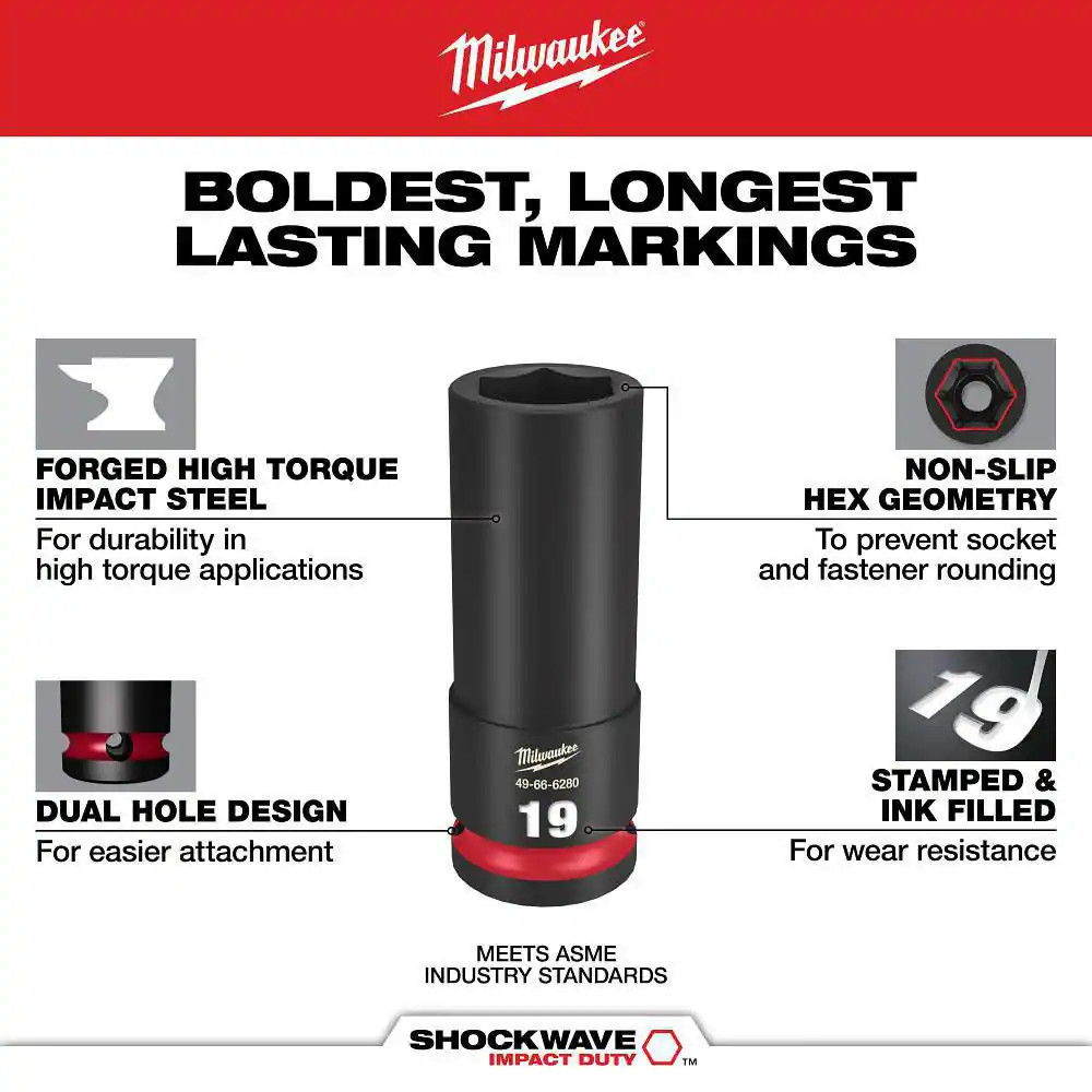SHOCKWAVE 3/8 In. Drive 13Mm Deep 6 Point Impact Socket (1-Pack)