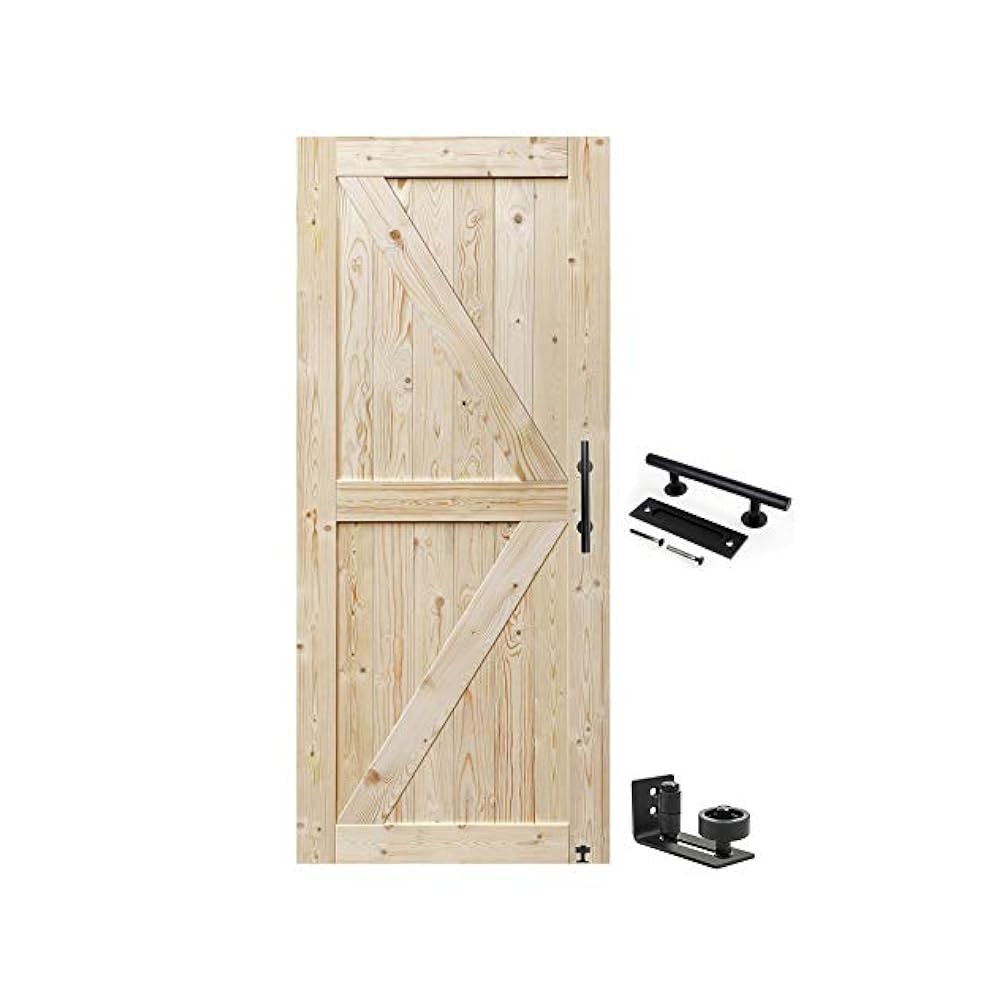 36"x80" Solid Wood Sliding Door, Unfinished Spruce