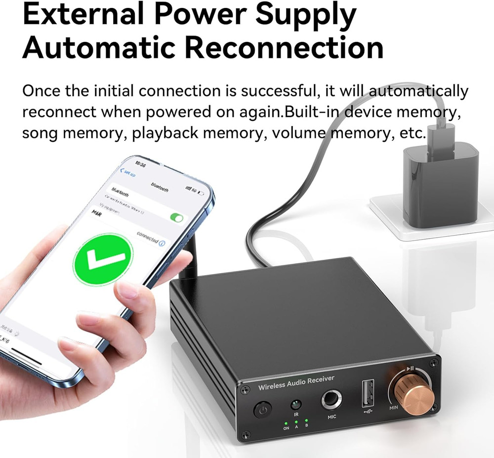 Bluetooth 6.0 Receiver, Bluetooth Audio Adapter with 3.5mm AUX RCA Cable, Wirele