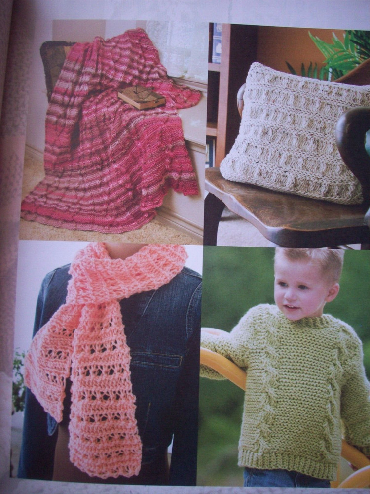 Knit 1 Purl 2 in Crochet pattern instruction afghans bag pillows