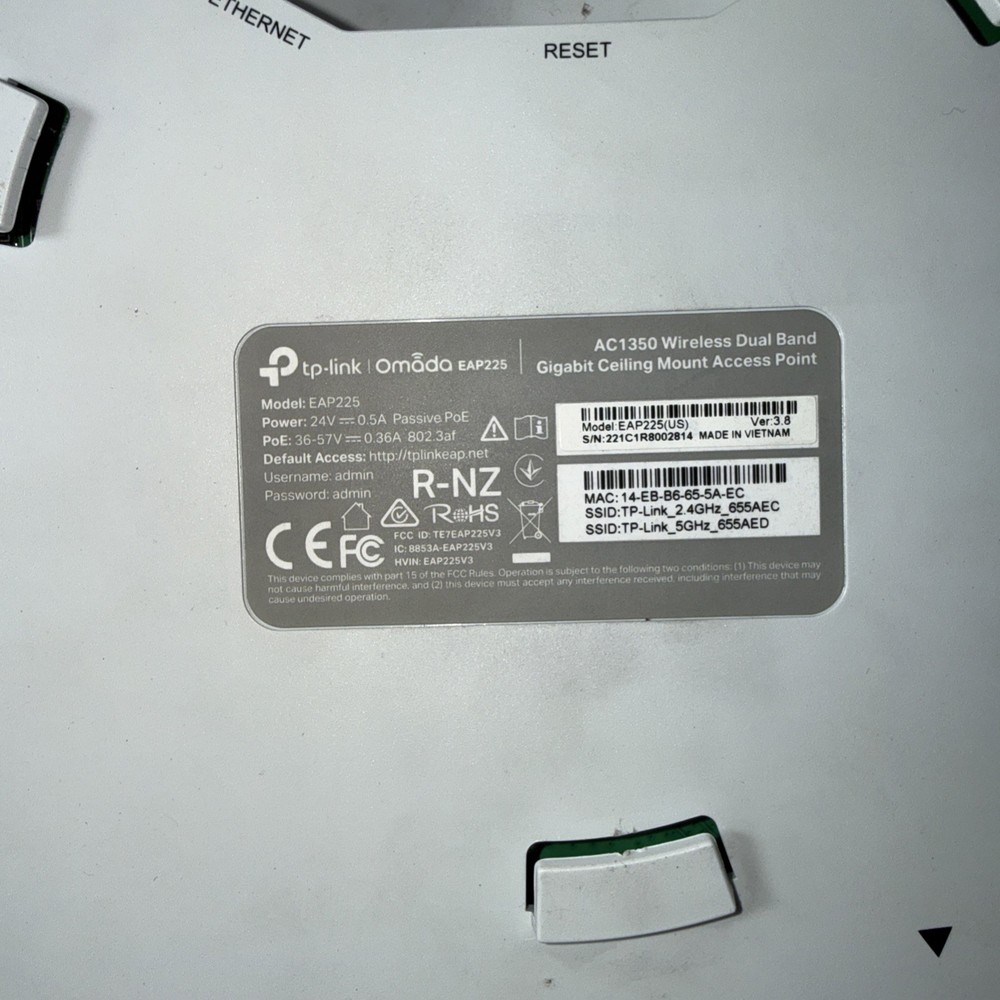 TP-Link EAP225 Omada AC1350 Wireless MU-MIMO Gigabit Ceiling Mount Access Point