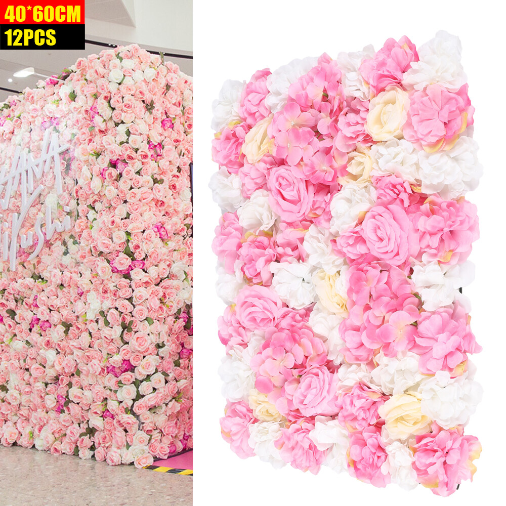 12 PCS Artificial Flowers Wall Panel for DIY Wedding Street Background Decor