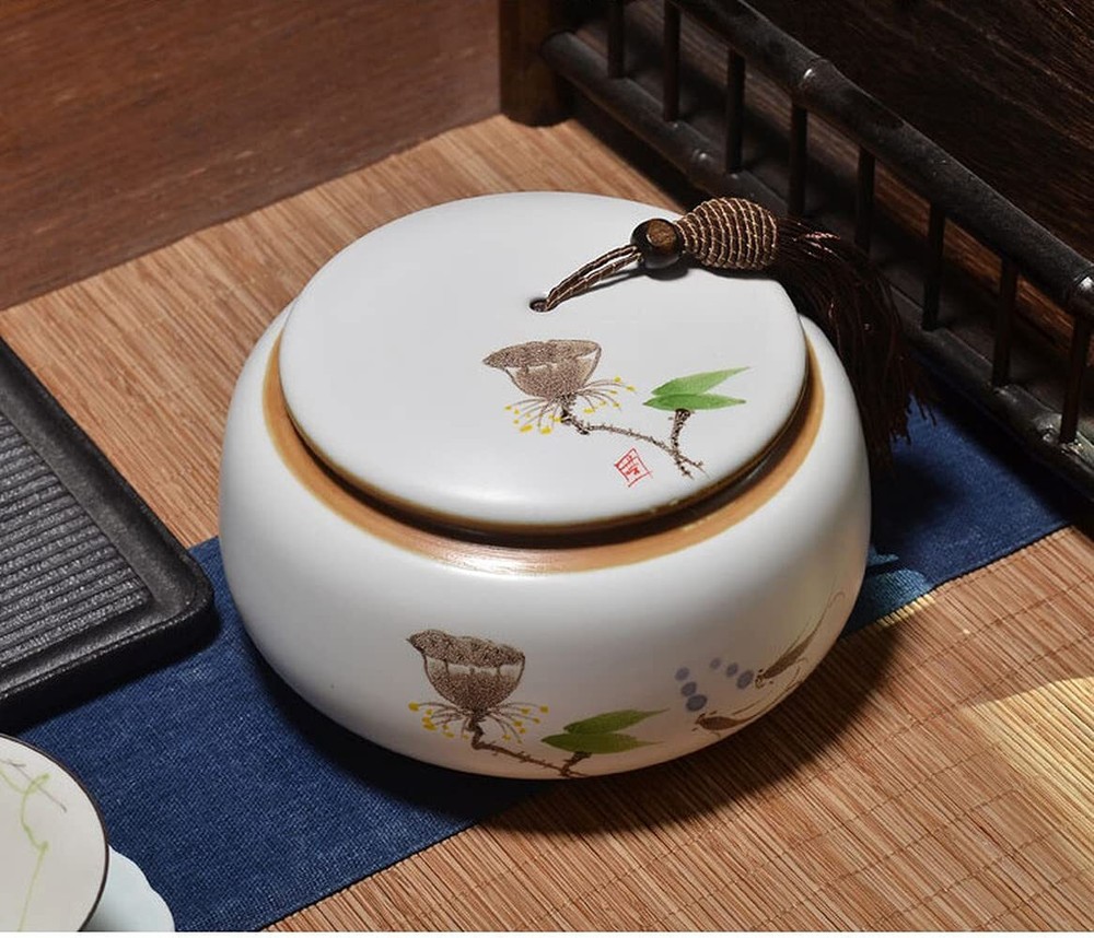 13.5cm Hand Painted Tea Jar Ceramic Storage Tea Caddy Sealed Tea Box Tea Set