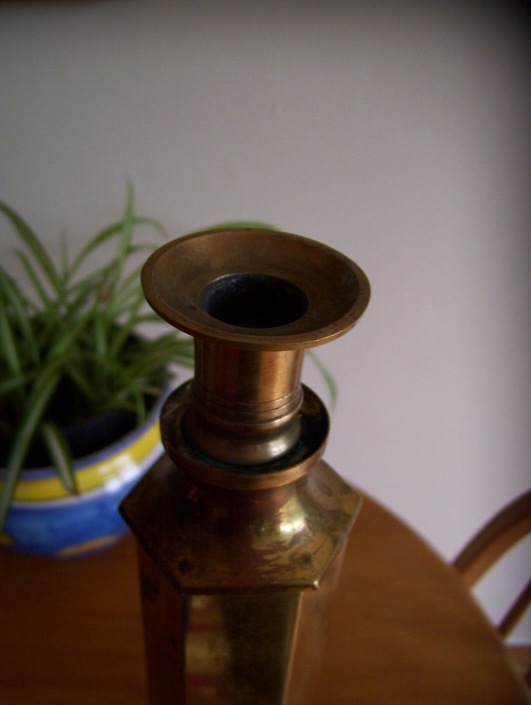 ART DECO HEXAGONAL BRASS OIL LAMP BASE-GC.